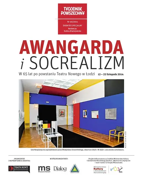 Okładka dodatku "Awangarda i socrealizm". Na zdjęciu Sala Neoplastyczna zaprojektowana przez Władysława Strzemińskiego, otwarta w 1948 r. W 1950 r. sala została zamalowana. / Fot. Muzeum Sztuki w Łodzi