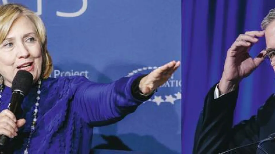 Hillary Clinton i Jeb Bush, 2014 r. / Fot. Danny Johnston i John Minchillo / AP / EAST NEWS