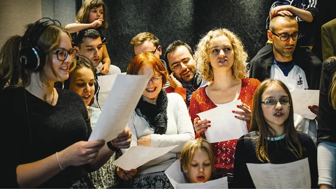 Ekipa „Tygodnika” w krakowskim studio RMF, grudzień 2014 r. / Fot. Kamila Zarembska