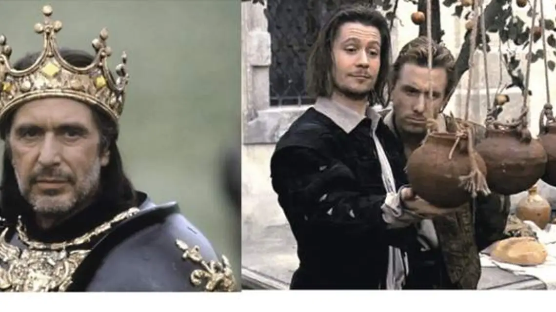 Od lewej: Al Pacino w swoim paradokumentalnym filmie „Sposób na Szekspira" (1996). Po prawej: Gary Oldman i Tim Roth w filmie „Rosencrantz i Guildenstern nie żyją” / Fot. MATERIAŁY PRASOWE