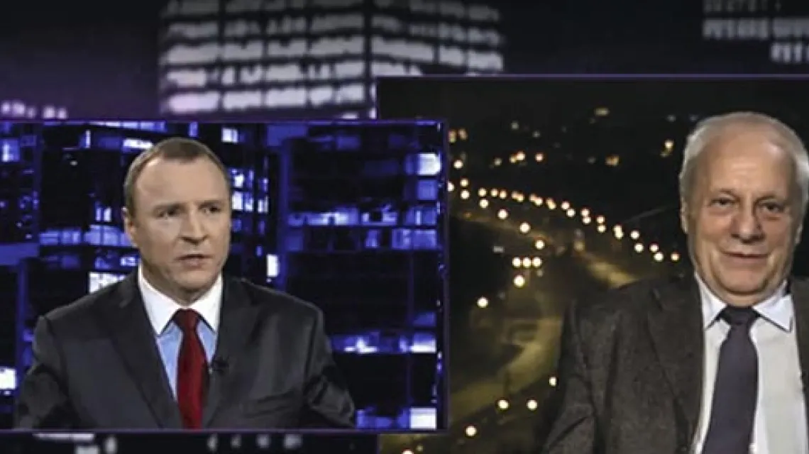 Politycy Jacek Kurski i Stefan Niesiołowski w „Kropce nad i” Moniki Olejnik / Fot. tvn24.pl