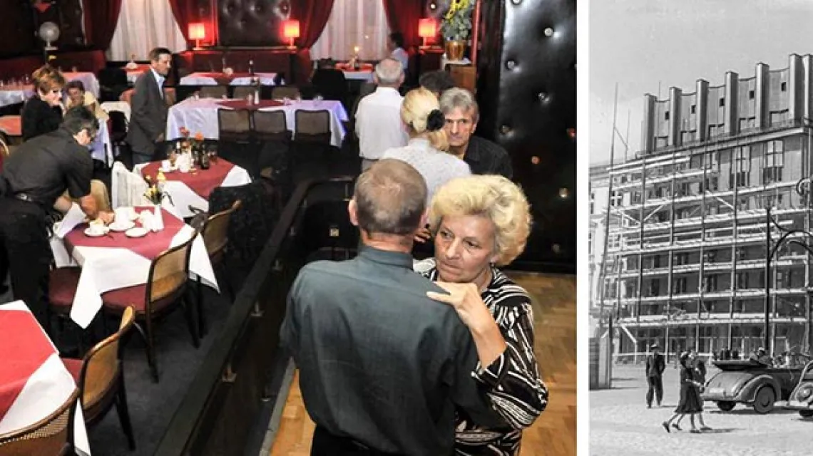 Po lewej: tańce w klubie „Feniks” (2011), po prawej: remont elewacji (1941). / Fot. Wojciech Matusik, Theuergarten Ewald / NAC