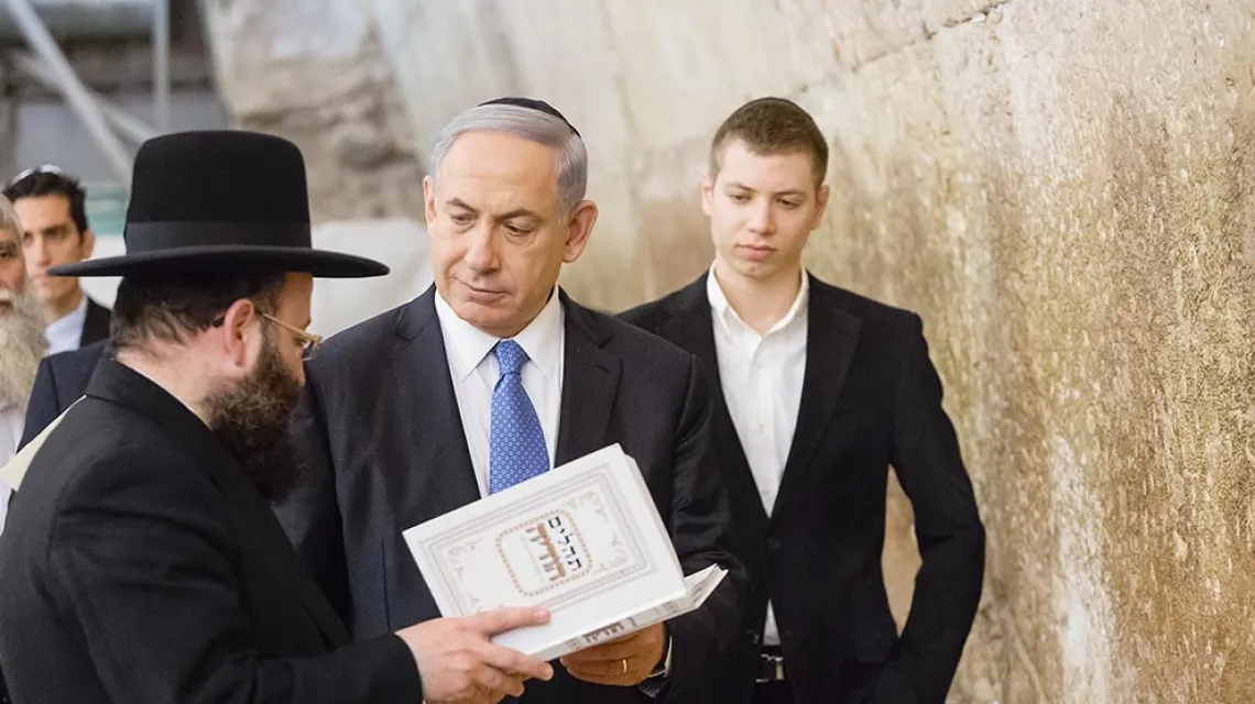 Premier Netanyahu pod Ścianą Płaczu po zwycięskich wyborach. Jerozolima, 18 marca 2015 r. / Fot. JINI / XINHUA PRESS / CORBIS