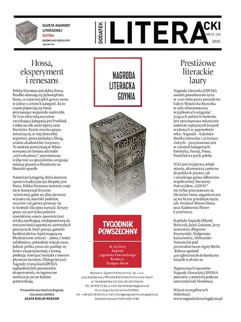 Okładka dodatku: Nagroda Literacka Gdynia / 