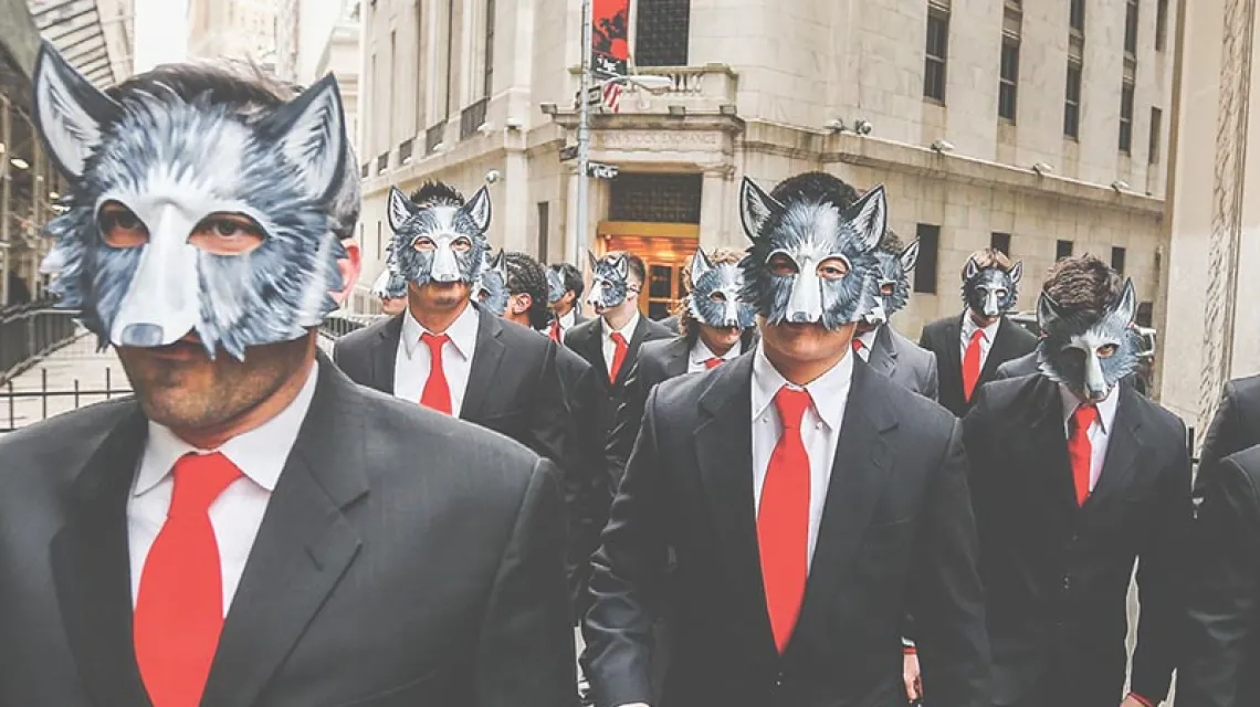 Promocja filmu „Wilk z Wall Street” pod giełdą w Nowym Jorku, marzec 2014 r. / Fot. Jemal Countess / GETTY IMAGES