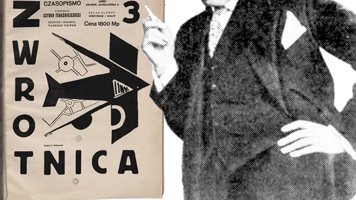 Tadeusz Peiper i jedno z wydań „Zwrotnicy” / Fot. Muzeum Narodowe w Warszawie