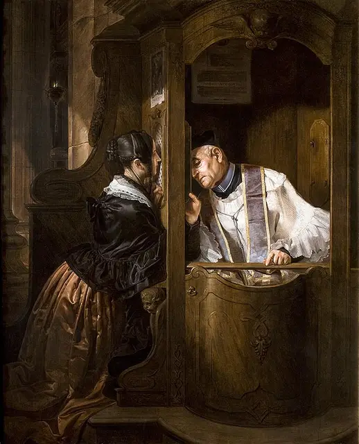 Giuseppe Molteni „Spowiedź”, 1838 r. / Fot. Domena Publiczna