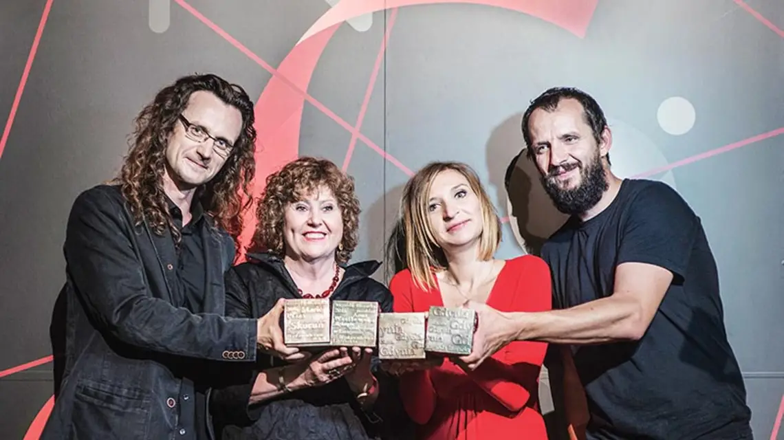 Laureaci Nagrody Literackiej Gdynia 2016 r. Od lewej: Maciej Płaza, Anna Wasilewska, Barbara Klicka i Michał Książek / Fot. Michał Szymonczyk / NAGRODA LITERACKA GDYNIA