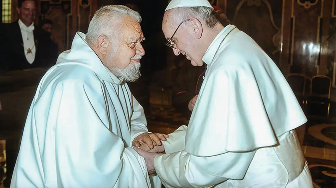 Brat Enzo Bianchi z papieżem Franciszkiem, 2013 r. / Fot. Archiwum Wspólnoty z Bose
