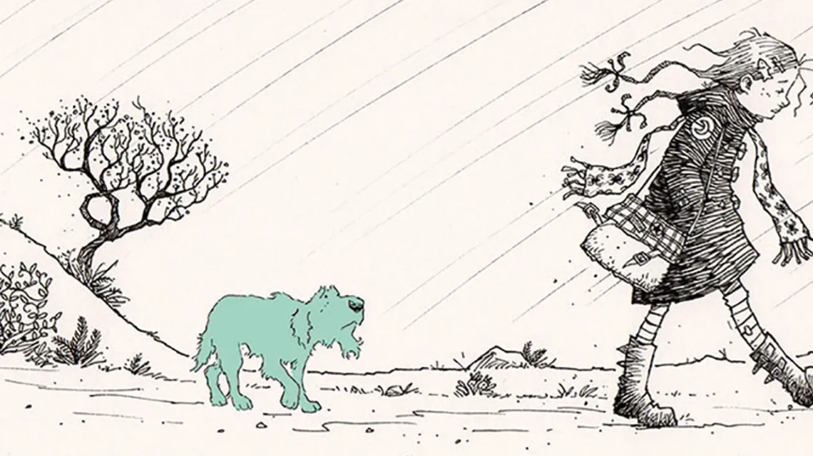 Ross Collins, ilustracja z książki „Kostek. Pies nie z tego świata” / 