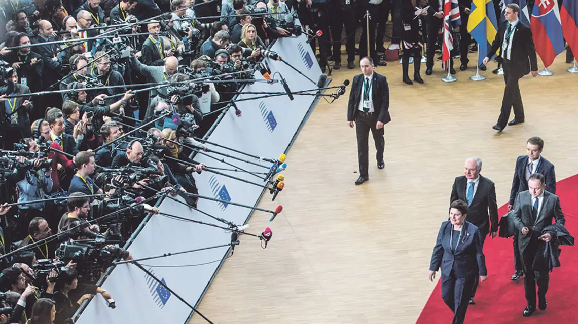 Premier Beata Szydło przybywa na szczyt UE, Bruksela, 9 marca 2017 r. / Fot. Olivier Hoslet / EPA / PAP