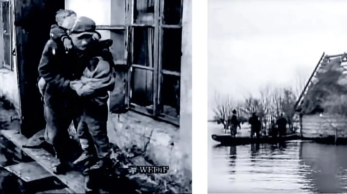 Kadry z filmu „Powódź”, którego operatorem był Karol Szczeciński. / Fot. youtube.com