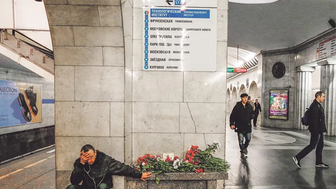 Stacja metra Technologiczeskij Institut w Petersburgu, gdzie doszło do zamachu, 4 kwietnia 2017 r. / Fot. Grigory Dukor / REUTERS / FORUM