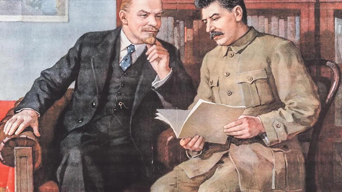 „Lenin i Stalin”: plakat propagandowy z 1949 r. / Fot. Getty Images