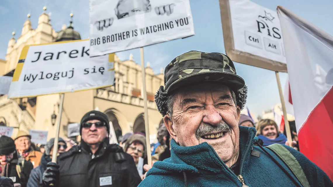 Manifestacja przeciw inwigilacji internetu, Kraków, styczeń 2016 r. / Fot. Beata Zawrzel / REPORTER