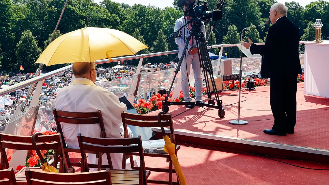 Wicepremier Jarosław Kaczyński podczas 32. Pielgrzymki Rodzin Radia Maryja na Jasnej Górze. Częstochowa, 9 lipca 2023 r. / FOT. Waldemar Deska / PAP / 