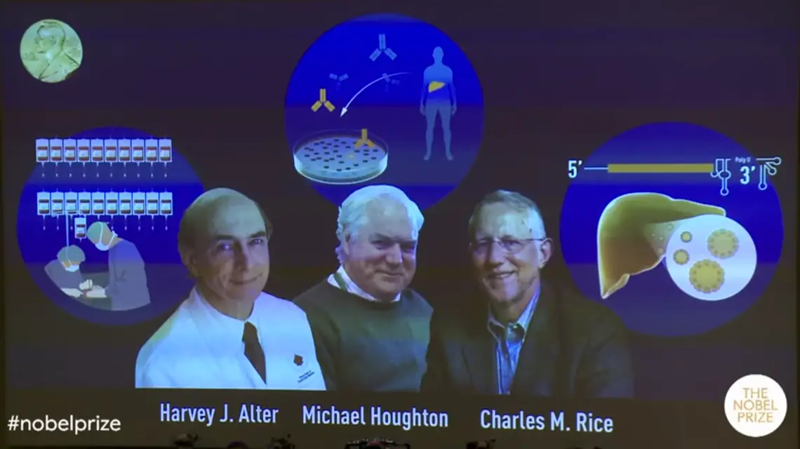 Ogłoszenie laureatów Nagrody Nobla w dziedzinie medycyny i fizjologii. Sztokholm, 5 października 2020 r. Fot. Nobelprize.org / YouTube / 