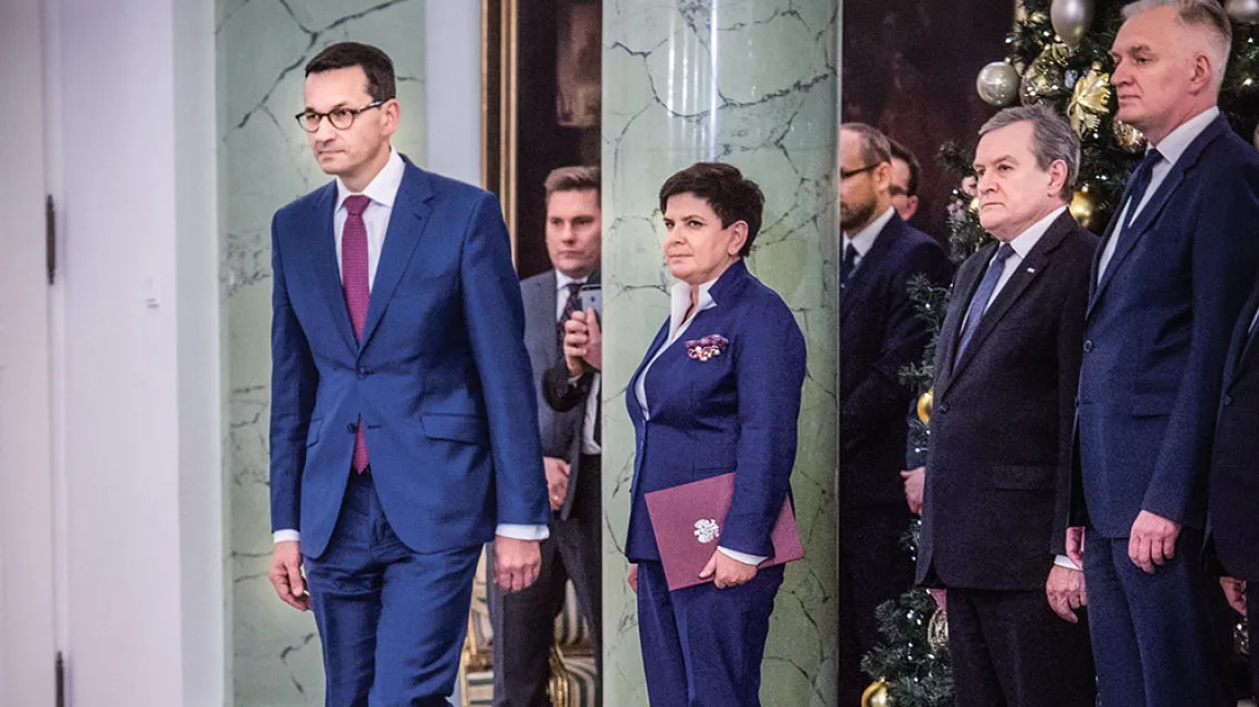 Premier Mateusz Morawiecki i Beata Szydło w Pałacu Prezydenckim, 8 grudnia 2017 r. Fot. JACEK DOMIŃSKI / REPORTER