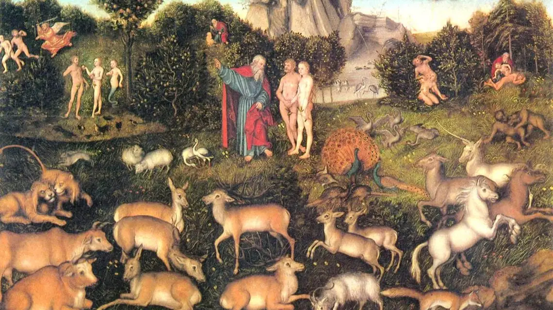 Lucas Cranach Starszy, Raj, 1536, WikiArt.org