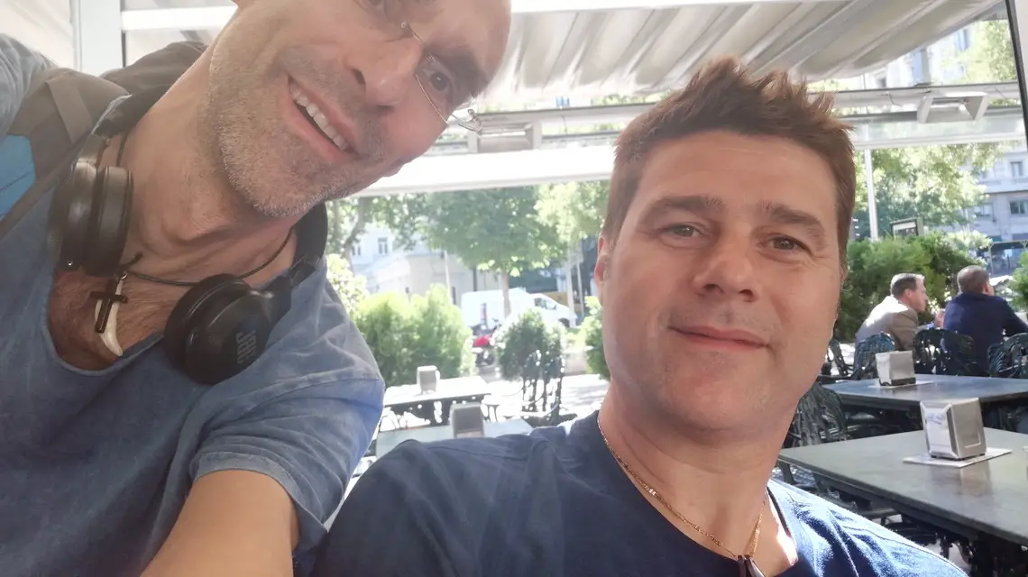 Mauricio Pochettino z korespondentem Tygodnika Powszechnego, Madryt, 31 maja 2019 r. / Fot. Michał Okoński / 