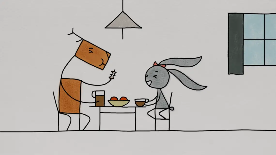 Kadr z filmu „Królik i jeleń” w reżyserii Pétera Vácza / 