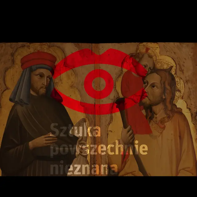 W tle: Pietro Lianori (?), św. Homobonus (po lewej), 1 poł. XV w., Avignon, musée du Petit Palais, fot. Sailko / wikimedia commons