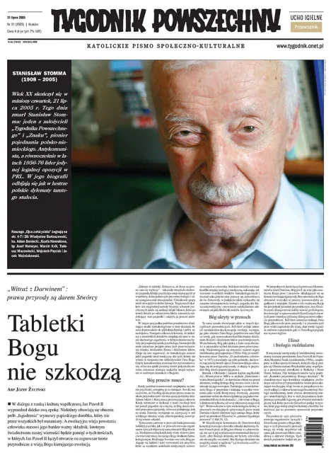 Stanisław Stomma na pożegnalnego okładce wydania "TP", 2005 r.