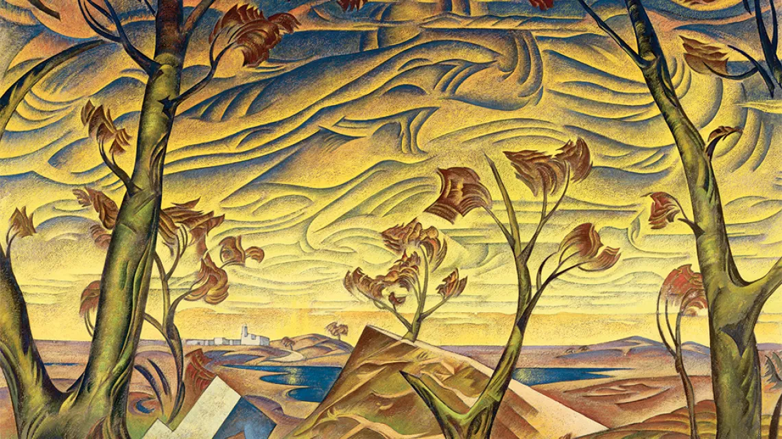 Bronisław Jamontt, Krajobraz – szkic do tapiserii, 1923 r. / MATERIAŁY PRASOWE MNK