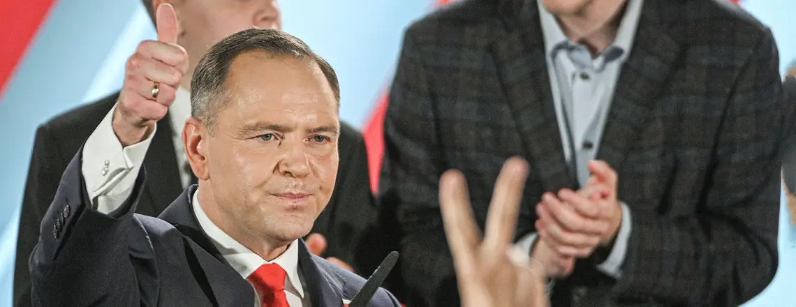 Wieczór wyborczy Karola Nawrockiego po drugiej turze wyborów prezydenckich. Warszawa, 1 czerwca 2025 r. // Fot. Paweł Wodzyński / East News