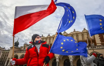 Demonstracja "My zostajemy! Jesteśmy Europą!", Kraków, 22 listopada 2020 r. / Fot. Beata Zawrzel / Reporter / 