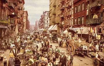 Dzielnica włoska w Nowym Jorku (Mulberry Street), ok. 1900 r. / BIBLIOTEKA KONGRESU USA