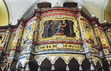 Parapet chóru muzycznego z wizerunkiem św. Cecylii w kościele we Frydmanie / RAFAŁ MONITA