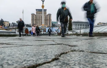 Plac Niepodległości w Kijowie. Ukraina, 16 lutego 2022 r. // CARLOS BARRIA / Reuters / Forum / 