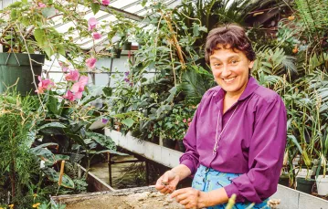Amerykańska biolożka Lynn Margulis w szklarni, ok. 1990 r. / NANCY R. SCHIFF / GETTY IMAGES