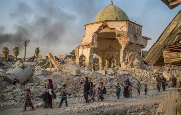 Zniszczony meczet Al-Nuri w starej części irackiego Mosulu, lipiec 2017 r. / FELIPE DANA / AP / EAST NEWS