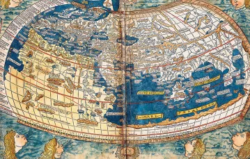 Renesansowa mapa wykorzystująca współrzędne Ptolemeusza (1482). / 