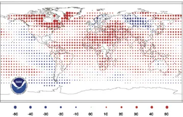 Odchylenia temperatury w 2010 r. od średniej wieloletniej (ryc. 3) / źródło: NOAA / 