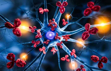 Komórka nerwowa atakowana przez przeciwciała./ Fot. Shutterstock