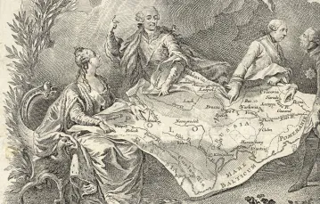 KOŁACZ KRÓLEWSKI" - ALEGORIA PIERWSZEGO ROZBIORU POLSKI, Johann Esaias (1721-1788) wg rys. Jeana Michela Moreau / Zamek Królewski w Warszawie
