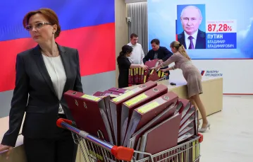 Centralna Komisja Wyborcza w Moskwie.  21 marca 2024 r. / Fot. AFP / East News