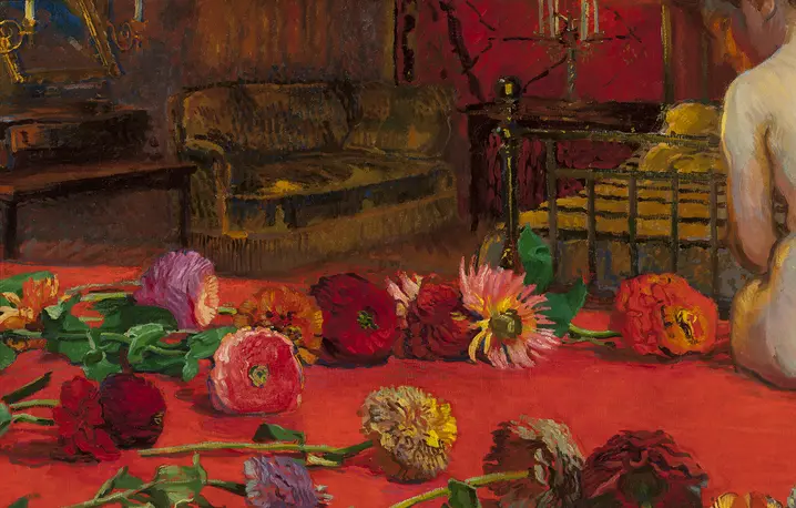 Józef Mehoffer, „Cynie” (fragment), 1911 r., Muzeum Narodowe w Warszawie // materiały prasowe wystawy „Ukryte znaczenia”, Muzeum Narodowe w Poznaniu 