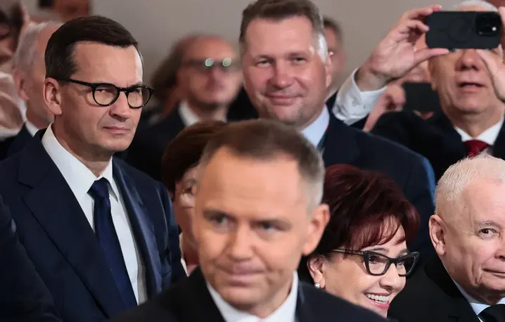 Politycy Prawa i Sprawiedliwości podczas mszy w intencji ojczyzny i prezydenta. Warszawa, 6 sierpnia 2025 r. // Fot. Anita Walczewska / East News