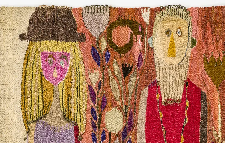 Krystyna Wojtyna-Drouet, „Adam i Ewa” (fragment), 1969, gobelin, Centralne Muzeum Włókiennictwa w Łodzi // materiały prasowe Zachęty