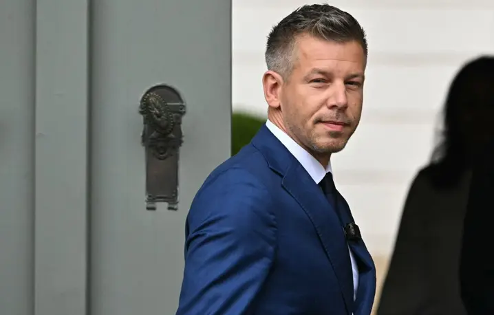 Péter Magyar 15 kwietnia 2026 r. w Budapeszcie / fot. Attila KISBENEDEK / AFP