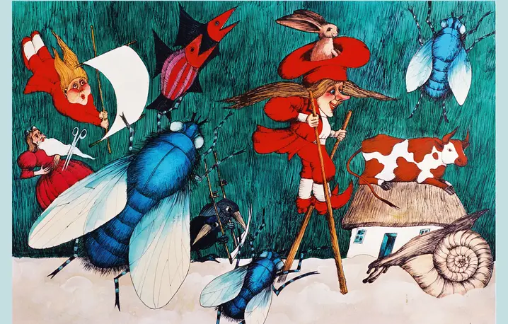 Elżbieta Murawska, ilustracja do książki „Baśnie braci Grimm”, 1978 r., z archiwum artystki // dzięki uprzejmości Alicji Kobzy i wydawnictwa Karakter