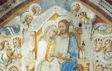 Śmierć i wniebowzięcie Maryi, fresk w klasztorze benedyktynów w Subiaco (XIV w.) / 