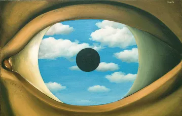 René Magritte „Fałszywe zwierciadło”, 1928 r. / RENÉ MAGRITTE / FINE ART. IMAGES / FORUM