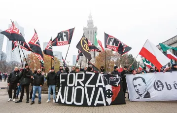 Członkowie skrajnie prawicowej Nowej Siły (Forza Nuova) z Włoch, Warszawa, 11 listopada 2018 r. / 