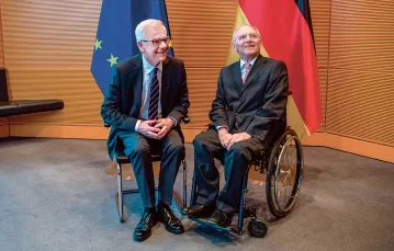 Jacek Czaputowicz, minister spraw zagranicznych RP, i Wolfgang Schäuble, przewodniczący Bundestagu, Berlin, 17 stycznia 2018 r. / BERND VON JUTRCZENKA / DPA / PAP