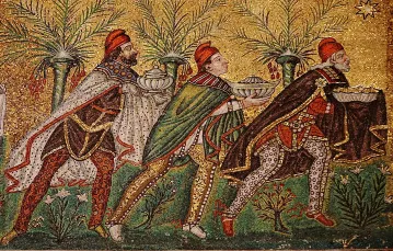 "Trzej mędrcy" , bizantyjska mozaika w Rawennie, 526 r. / fot. Nina Aldin Thune / CC-BY-SA Creative Commons / 